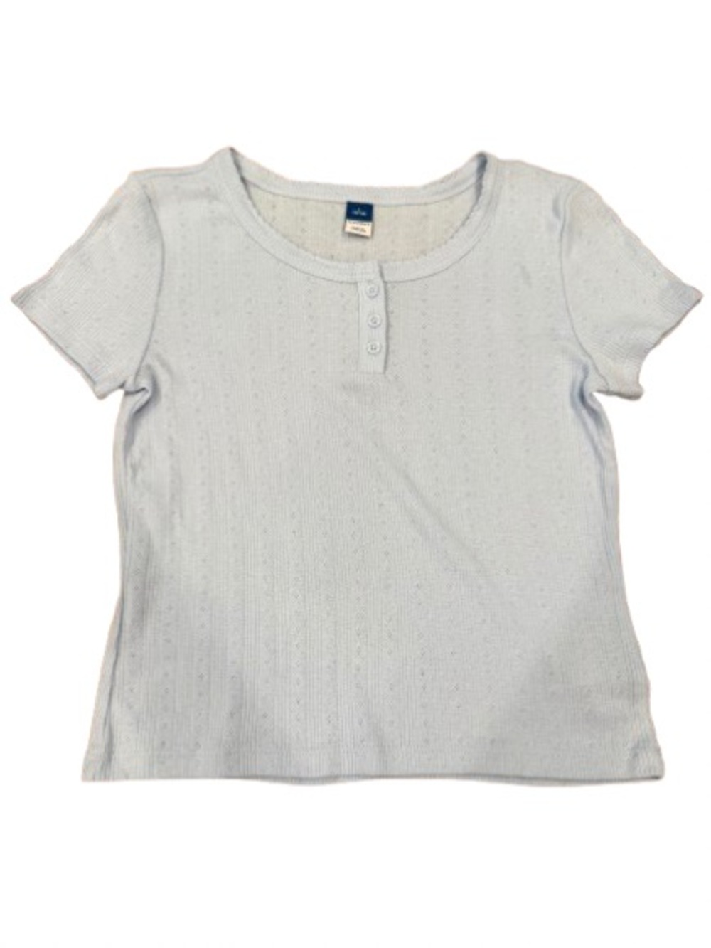 Old Navy Girls Light Blue Short Sleeve Henley Tee with Button Details Size Large